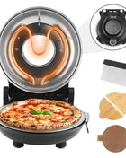 12 Inch Electric Pizza Oven Indoor 1200 Watt Glazed Ceramic Stone Cooker Two-button Precise Temperature Control Heats up 420℃