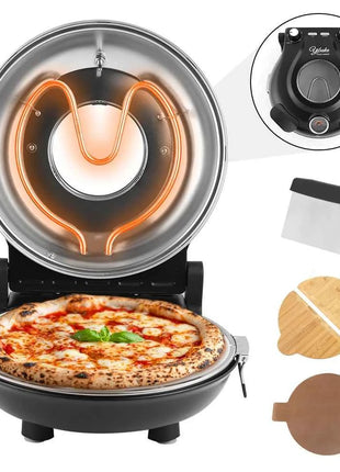 12 Inch Electric Pizza Oven Indoor 1200 Watt Glazed Ceramic Stone Cooker Two-button Precise Temperature Control Heats up 420℃