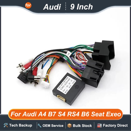 Auto Android Radio Fascias 9 Pollici Telaio Per Audi A4 B6 B7 S4 8E/8H SEAT Exeo 2000-2013 Cablaggio Cavo di Alimentazione Canbus Decoder