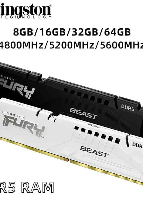 Kingston FURY Beast DDR5 8GB 16GB 4800MHz 32GB 5200MHz 5600MHz 6000MHz 6400MHz Desktop AMD Intel CPU Motherboard 288Pin DIMM PC5