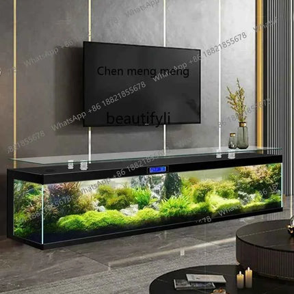 cc182l TV Cabinet Fish Tank Tea Table Integrated Aquarium Living Room Home Super White Glass Fish Globe