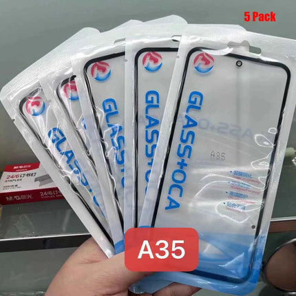 5 pezzi schermo frontale in vetro + OCA per Samsung Galaxy S25 S24 S23 S22 Plus S23fe A16 A06 A35 A55 A06s A26 A36 A24 A56LCD vetro esterno