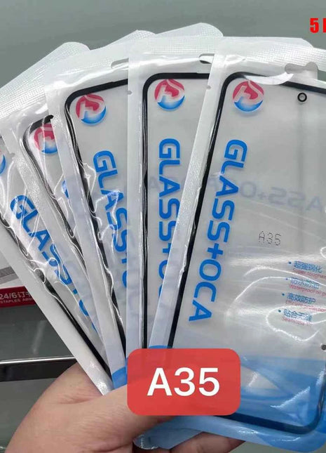 5 pezzi schermo frontale in vetro + OCA per Samsung Galaxy S25 S24 S23 S22 Plus S23fe A16 A06 A35 A55 A06s A26 A36 A24 A56LCD vetro esterno