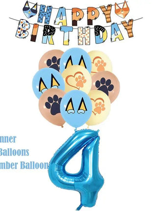 Nuovo cartone animato simpatico cane decorazione festa di compleanno kit cani blu tema buon compleanno piatti tovaglioli tazze stoviglie forniture per bambini