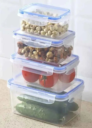 1Pc/4Pcs Refrigerator Storage Box Food Containers Plastic Fresh-Keeping Box with Lid Portable Storage Box Kitchen Organization