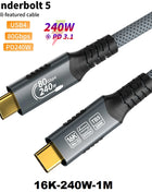 Cavo USB4 PD240W da 80 Gbps 16K tipo C per Thunderbolt 5 Cavo di ricarica rapida con funzionalità complete Trasferimento dati da USB C a C da 8K Thunderbolt4