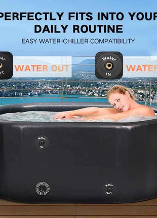 Vasca Gonfiabile Portatile per Immersione in Acqua Fredda, per Uso Interno ed Esterno, con Copertura e Bacino, per Atleti, Spa e Massaggi