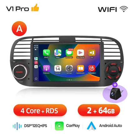 AWESAFE Wireless CarPlay Car Radio for FIAT 500 500C Abarth 2007-2015 with Android Auto GPS Navigation Smart System RDS DSP FM
