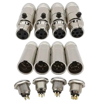 1 Coppia di Metallo Mini XLR 3/4/5/6 Spille Spina Femmina Maschio Martinetti Telaio Pannello Presa Audio Microfono Cavo di Saldatura connettore