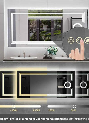 LUVODI LED Mirror Bathroom Wall Mounted Magnifying Mirror for Washroom Toilet Shower Vanity Makeup Shaving Mirrors