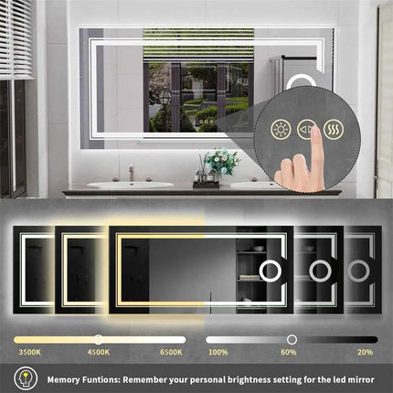 LUVODI LED Mirror Bathroom Wall Mounted Magnifying Mirror for Washroom Toilet Shower Vanity Makeup Shaving Mirrors