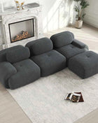 Modular Corner Cord Fabric Sofa - No Assembly Required, Extra-wide Armrests, 32D High Elastic Upholstery, Ergonomic Cozy Couch