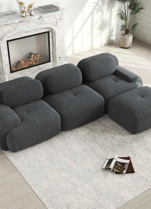 Modular Corner Cord Fabric Sofa - No Assembly Required, Extra-wide Armrests, 32D High Elastic Upholstery, Ergonomic Cozy Couch