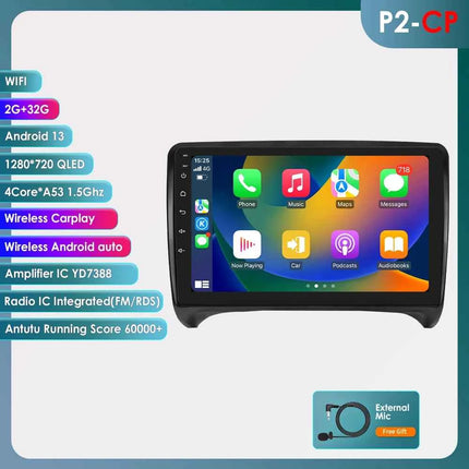 9" Hizpo 2Din Android Auto Car Radio for Audi TT MK2 8J 2006 - 2014 Snapdragon 6115 GPS Navigation SWC DSP 4G BT CarPlay 360°CAM