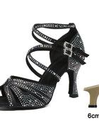 DKZSYIM Women's Latin Dance Shoes with Rhinestones - Salsa and Ballroom