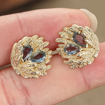 Orecchini a Forma di Conchiglia Huitan per Donne, Stile Oceano Fresco, Accessori di Lusso per Feste e Matrimoni, Gioielli alla Moda con Zirconi Blu Brillanti