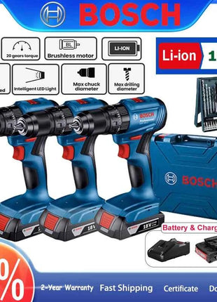 Brushless Impact Drill BOSCH GSB185LI Professional Electric Screwdriver Drill 18V Li-ion Cordless Variable Speed Electric Drill