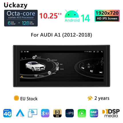 8 Core Android 14 Wireless Carplay For AUDI A1 2012-2018 Radio Video Multimedia GPS Navigation Stereo Screen Head Unit 4G