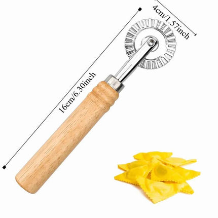 Multifunctional Manual Pizza Lace Rolling Wheel Handheld Zinc Alloy Pie Embossed Edge Cutter Wooden Handle Pasta Mold Cookie