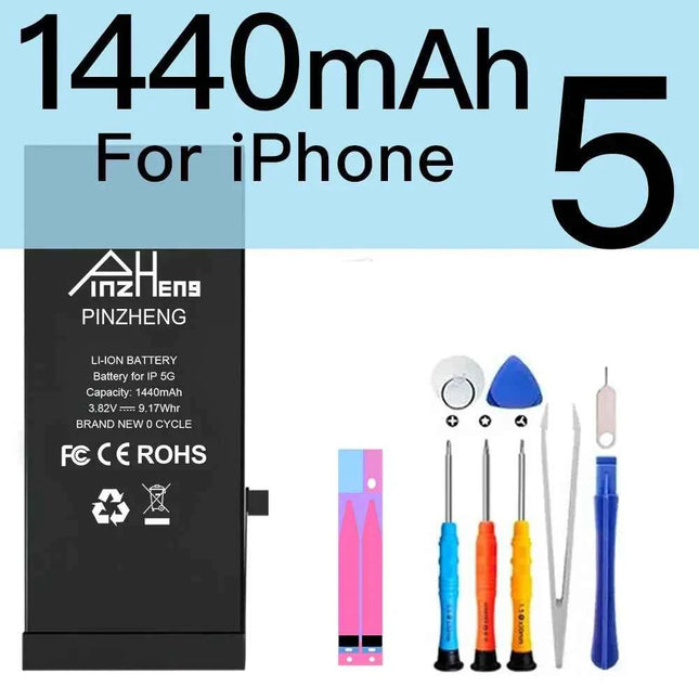 PINZHENG Real High Capacity Battery For iPhone 5S SE 6 6S 7 8 Plus X Xr Xs Max Phone Replacement Bateria Warranty One Year