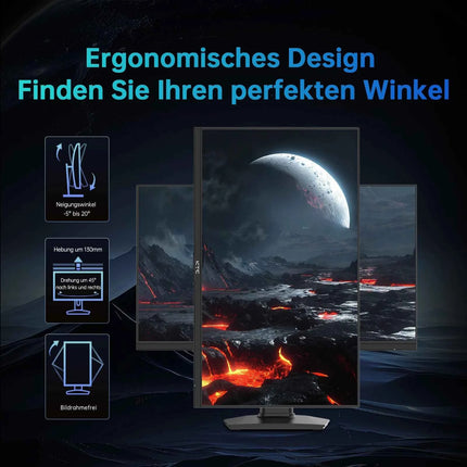 KTC Gaming Monitor 27 Zoll, 2K@180Hz / 144Hz 1440P Monitor mit Fast-IPS Panel, 1ms GtG, HDR 400, Adaptive Sync, 450 cd/m²H27T7
