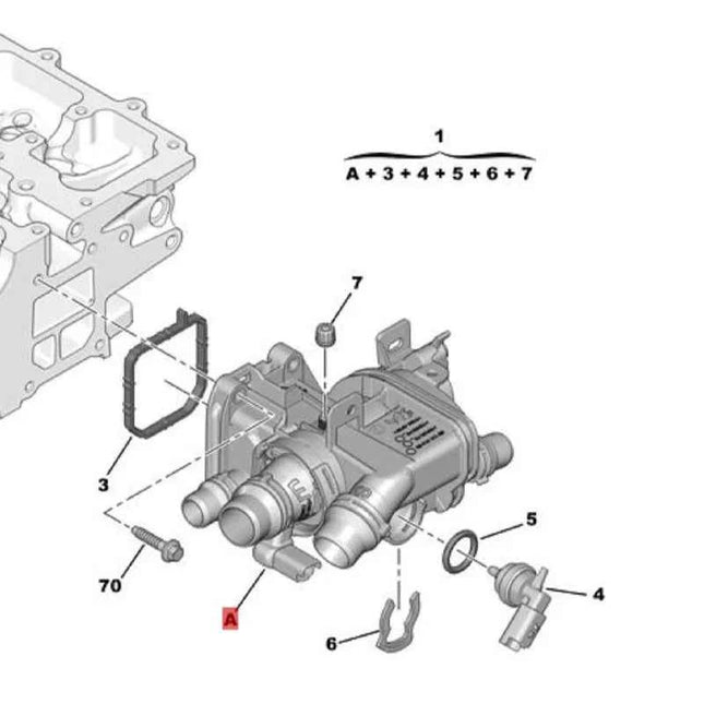 Alloggiamento termostato nuovissimo 9812131480 per Peugeot 1.2 308T 3553499