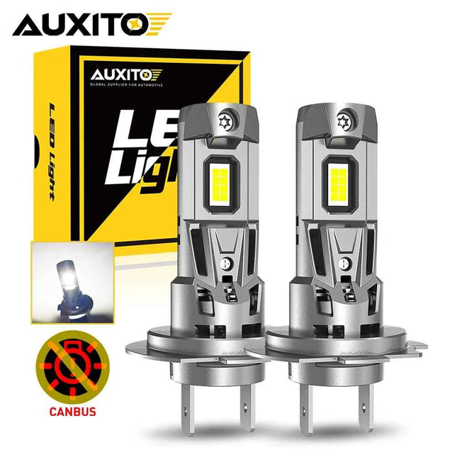 AUXITO 2x Canbus H7 LED Bulb 22000LM 120W Error Free 1:1 Mini Size Head Lamp Wireless Super Bright 6500K White H7 Headlight