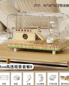 ‌Premium Hamster Cage, Thickened Acrylic Gerbil Mansion, Chew-Proof Luxury Habitat with Large Space, Ventilated Small Pet Home
