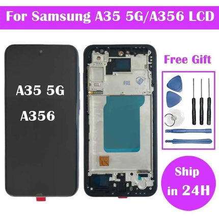 Super AMOLED Pantalla A35 5G Samsung LCD A356B A356E A356U Display Touch Screen Digitizer Per Samsung A35 LCD Parti di Ricambio