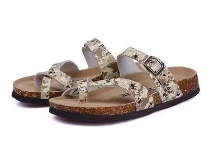 28 colori New Summer Beach Infradito in sughero Sandali Donna Pu Leather Colore misto Scarpe da pantofola per San Valentino all'aperto