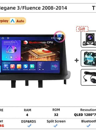 Srnubi Car Radio For Renault Megane 3 Fluence Samsung SM3 2008-2014 Multimedia Player Carplay Android Auto Autoradio Navigatore