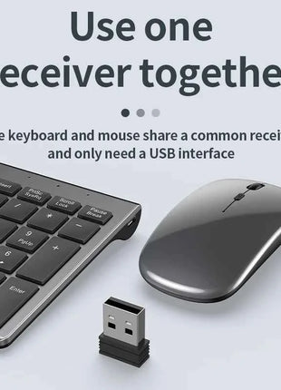 Jomaa Slim Rechargeable Bluetooth Keyboard and Mouse Set for Laptop Computer 2.4G USB Wireless Keyboard and Mouse Combo