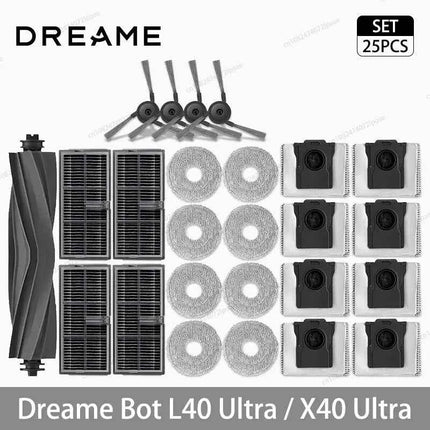 Dreame L40 Ultra / X40 Ultra Vacuum Cleaner Replacement Accessories Main Side Brush HEPA Filter Mop Cloths Dust Bag Spare Parts