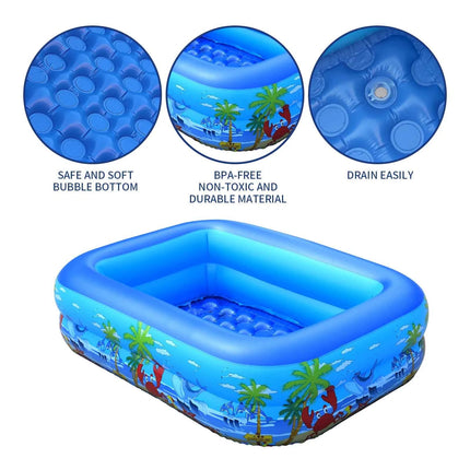 Piscina gonfiabile per bambini, bambini piccoli, adulti, piscina gonfiabile in PVC per feste acquatiche interne ed esterne, blu