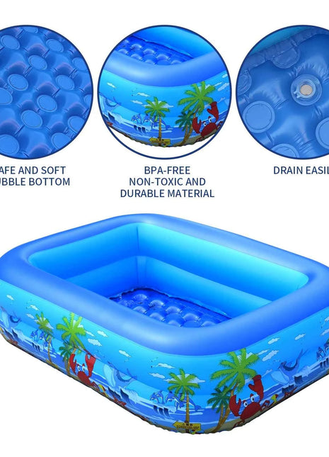 Piscina gonfiabile per bambini, bambini piccoli, adulti, piscina gonfiabile in PVC per feste acquatiche interne ed esterne, blu