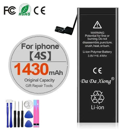 High Capacity Battery For iPhone 4 4S 5 5S 5C SE 2020 6 6S 7 8 SE2 Plus X XR XS 11 Pro Max Mobile Phone Pack New 0 Cycle Seal