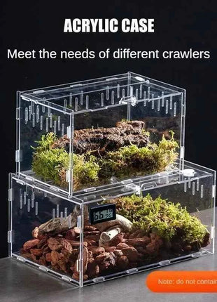 Transparent Acrylic Reptile Terrarium Habitat Box Nano Arboreal Tarantula Enclosure Spider Scorpion Bearded Dragon Habitat