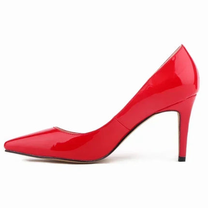 Décolleté da donna di grandi dimensioni Tacchi alti classici a punta Tacchi a spillo sexy da 9 cm Scarpe da festa di nozze rosse da donna eleganti e confortevoli
