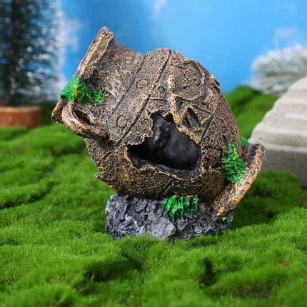 Sunken Broken Jar Aquarium Decoration Resin Cave Hideout for Fish Shrimp Tank Landscape Ornament Shelter Breeding Spawning