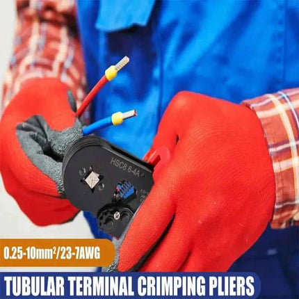 Pinze per Crimpatura Terminali a Ghiera Mini HSC8 6-4/6-6 (0.25-10mm²/0.25-6mm²) per Riparazione Connessioni Elettriche