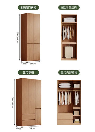 Armadio in Legno Massello di Rovere — Stile Nordico Scandinavo | Guardaroba Modulare per Camera da Letto