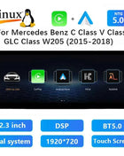 12.8'' 2400*900 High Resolution Android 14 Snapdragon 665 8GB Wireless Carplay Car Screen For Mercedes Benz C Class W205 GLC Class X253 W446 2015-2018 Multimedia Radio Stereo