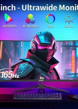 Gawfolk Curved Gaming Monitor 34-inch UWQHD 3440x1440P, 1500R Ultra-Wide PC screen 165Hz, curved computer screen, VA screen pane