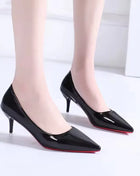 White Nude Pointed Toe Patent Leather High Heels Sexy Red Sole Party Prom Girl Pumps Minimalist Shallow Mouth Work Single Shoes