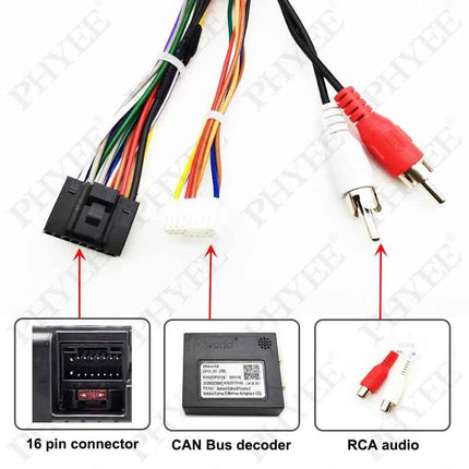 Telaio pannello Android da 9", cablaggio decodificatore bus CAN Quadlock, ritenzione SWC, adattatore P&P 16 pin, per Opel Astra H, Corsa D, Antara