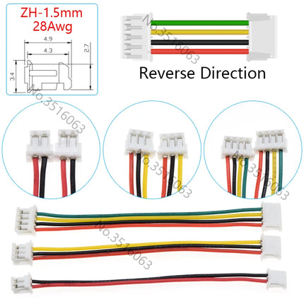 5/10 Pz JST ZH-1.5mm Passo Maschio Connettore Con Filo 100/200/300mm Cavo 2/3/4/5/6/7/8/9/10P Spille Ponticello Linea Per Arduino