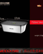 LFGB Certification 304 Stainless Steel Kitchen Food Preservation Box Air Out Slight Vaccum Crisper Well Sealed Seafood Container