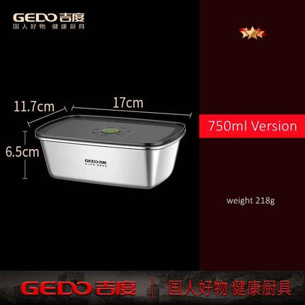 LFGB Certification 304 Stainless Steel Kitchen Food Preservation Box Air Out Slight Vaccum Crisper Well Sealed Seafood Container