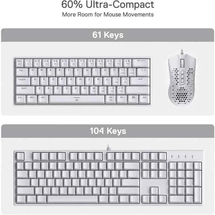 Redragon K630 Dragonborn Hot Swappable 60% Wired Vibrant RGB LED USB Gaming 61 Keys Compact Mechanical Keyboard Pro Software Cus