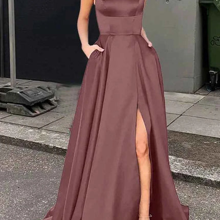Nuovo per le donne Abito elegante Moda estiva Festa notturna Formale Abito da sera lungo con spalline Abiti da sposa eleganti